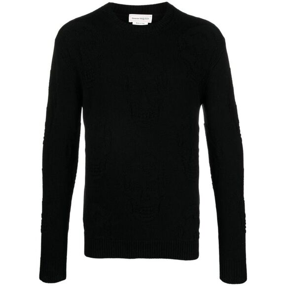 ALEXANDER MCQUEEN Skull Jacquard Crewneck Sweater Men BLACK Sweaters & Cardigans